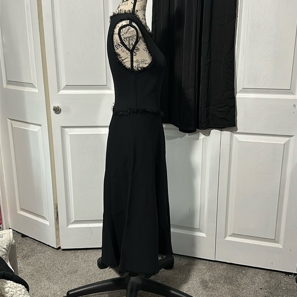 A.L.C Black A-Line Crew Neck Fringe Trim Sleeveless Black Midi Dr… - Picture 4 of 14